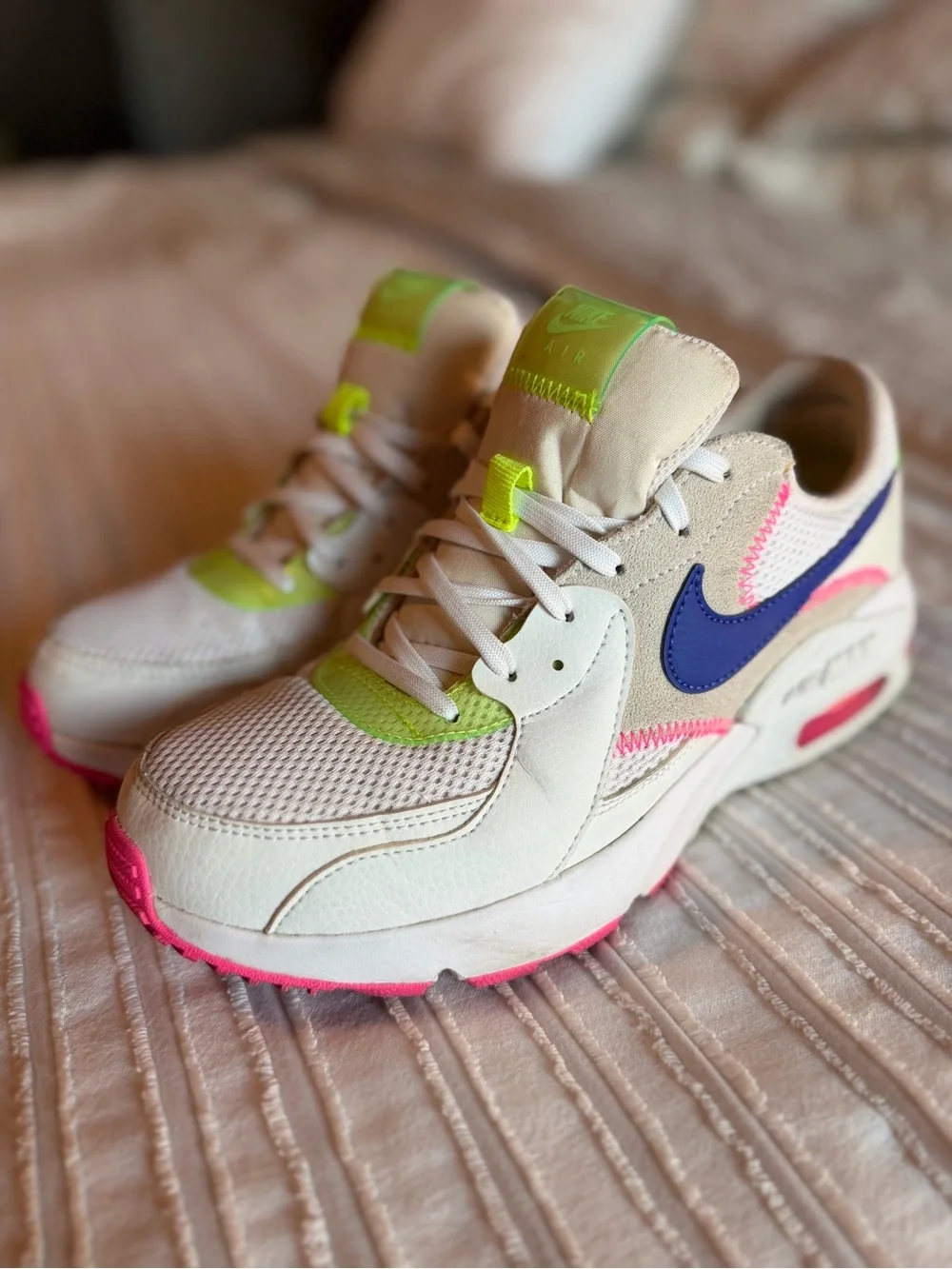 Nike Sneakers with Purple swoosh and Neon Accents